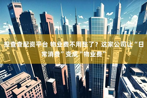 投查查配资平台 物业费不用愁了？这家公司让“日常消费”变成“物业费”