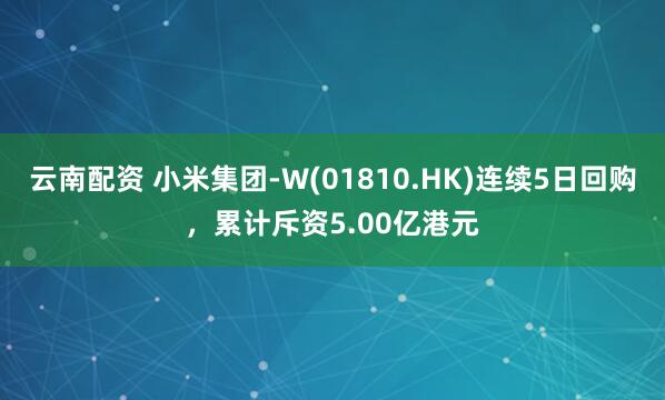 云南配资 小米集团-W(01810.HK)连续5日回购，累计斥资5.00亿港元